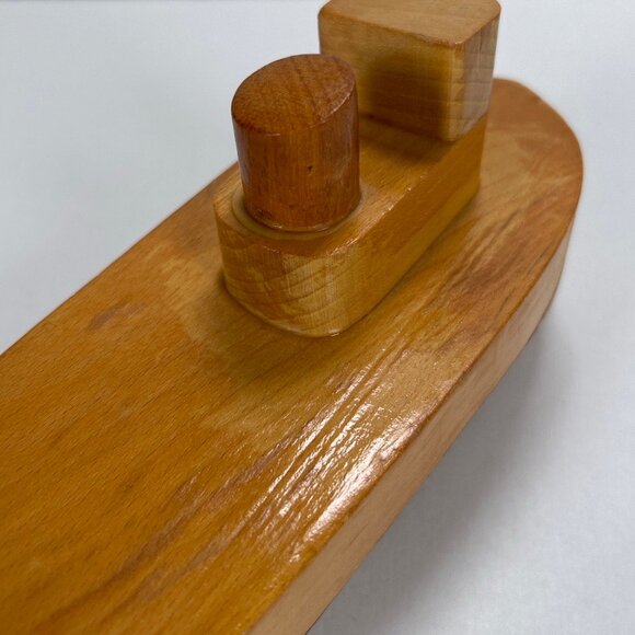 Vintage Handmade Wooden Toy Tugboat - Picture 5 of 10